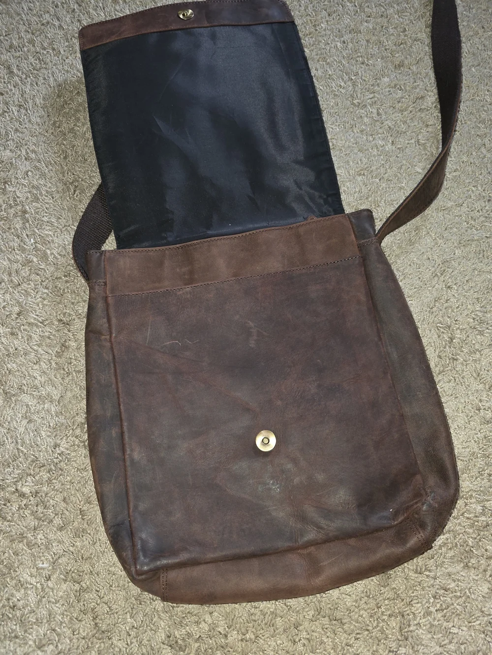 ESTALON Dark Brown Leather Messenger Bag for Men